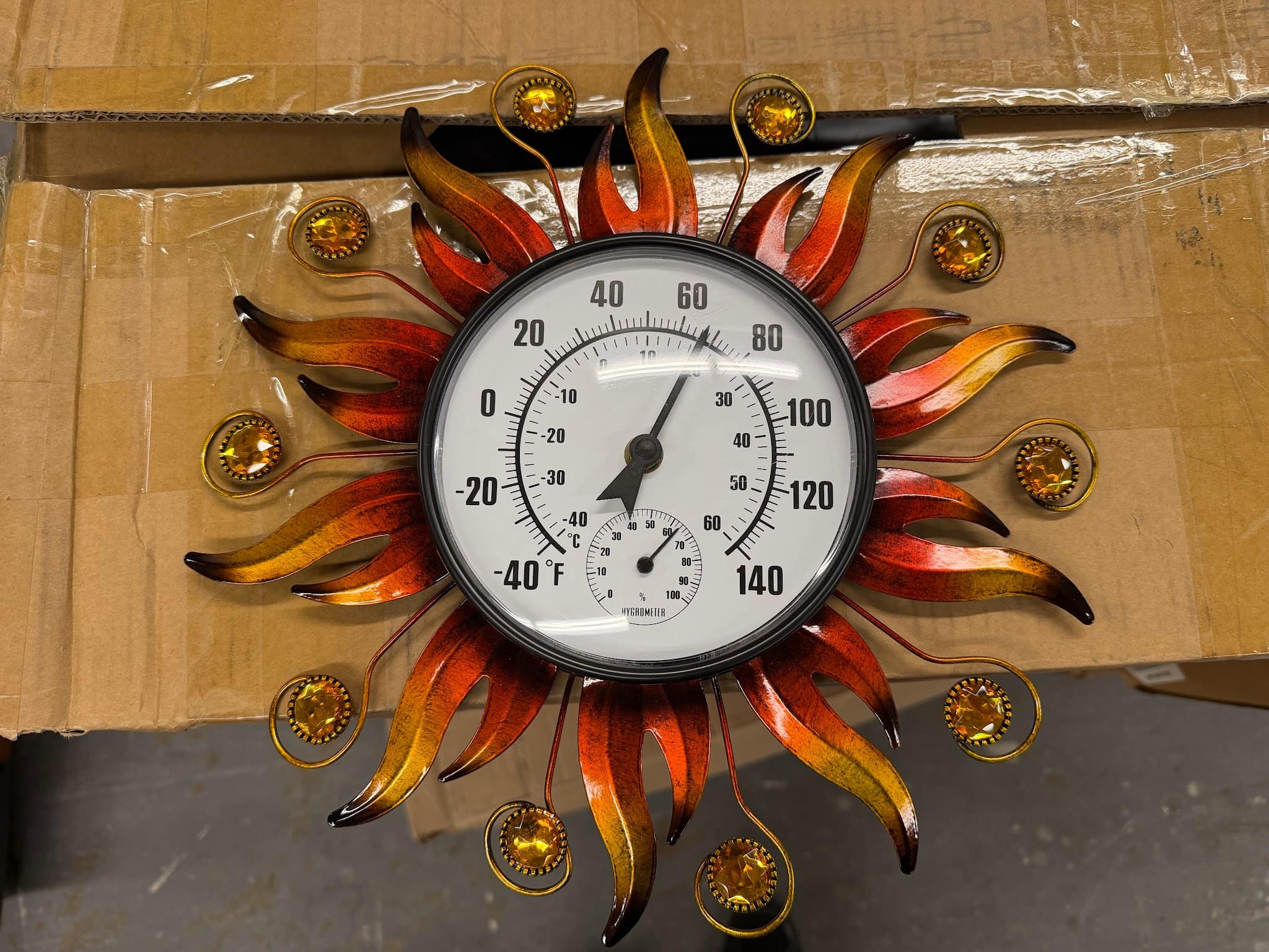 Decorative Sun Wall Thermometer & Hygrometer