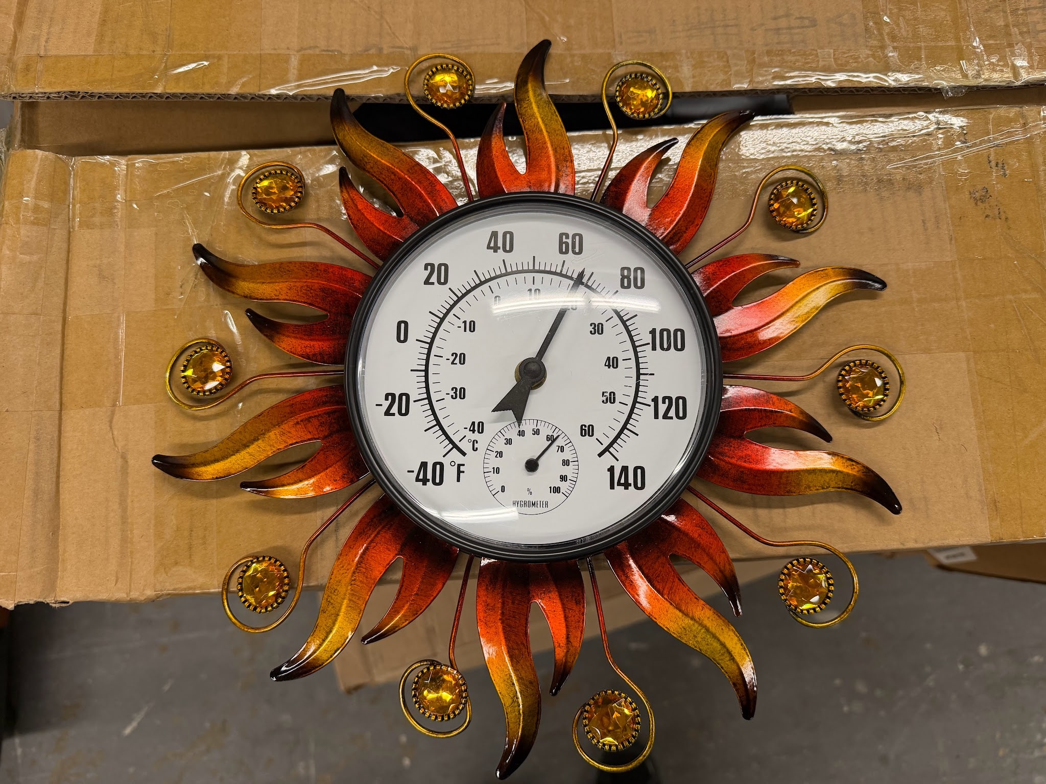 Decorative Sun Wall Thermometer & Hygrometer